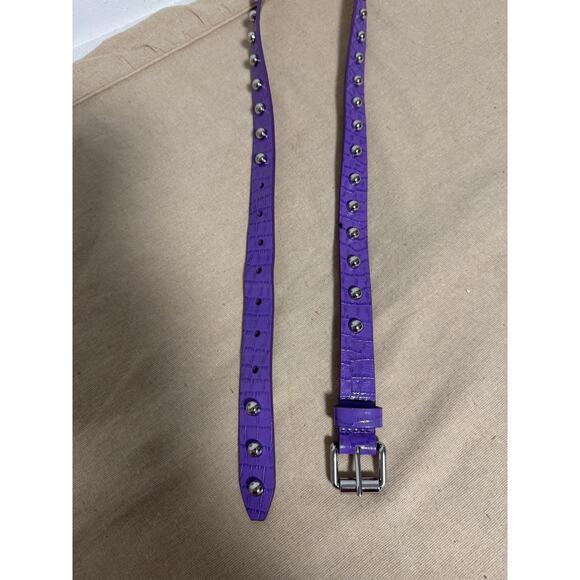 Rebecca Minkoff Belt Womens One Size Purple Crocodile Embossed Studded Patent - Picture 1 of 8